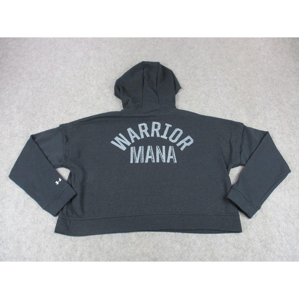 Under Armour Hoodie Womens Medium Gray Project Rock Warrior Mana 1/4 Zip Crop